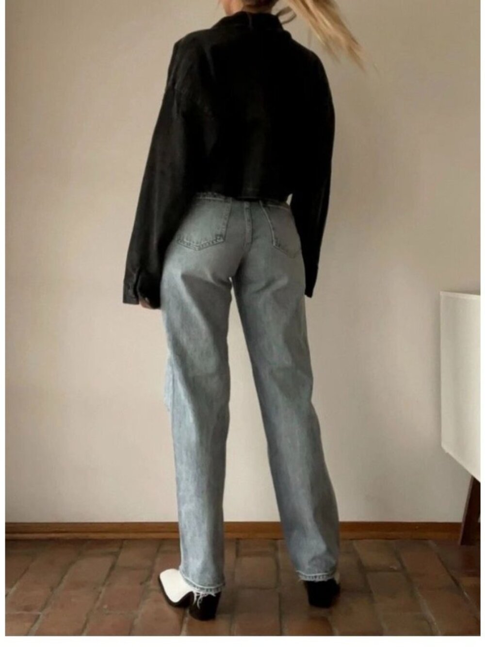 Pistola Womens Bobbie High Rise Light Wash Wide Leg Blue Jeans 27 Cotton blend